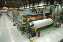One of the two paper machines inside the Aylesford mill