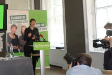 Caroline Lucas MP addressed the Green Party's key campaign themes at the launch in London