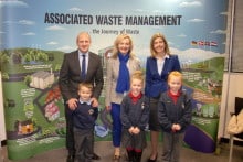 (l-r) Mike Robinson, AWM marketing manager, Elizabeth Truss MP, Andrea Jenkyns, Conservative Party candidate for Morley and Outwood, and children from Stanningley Primary School