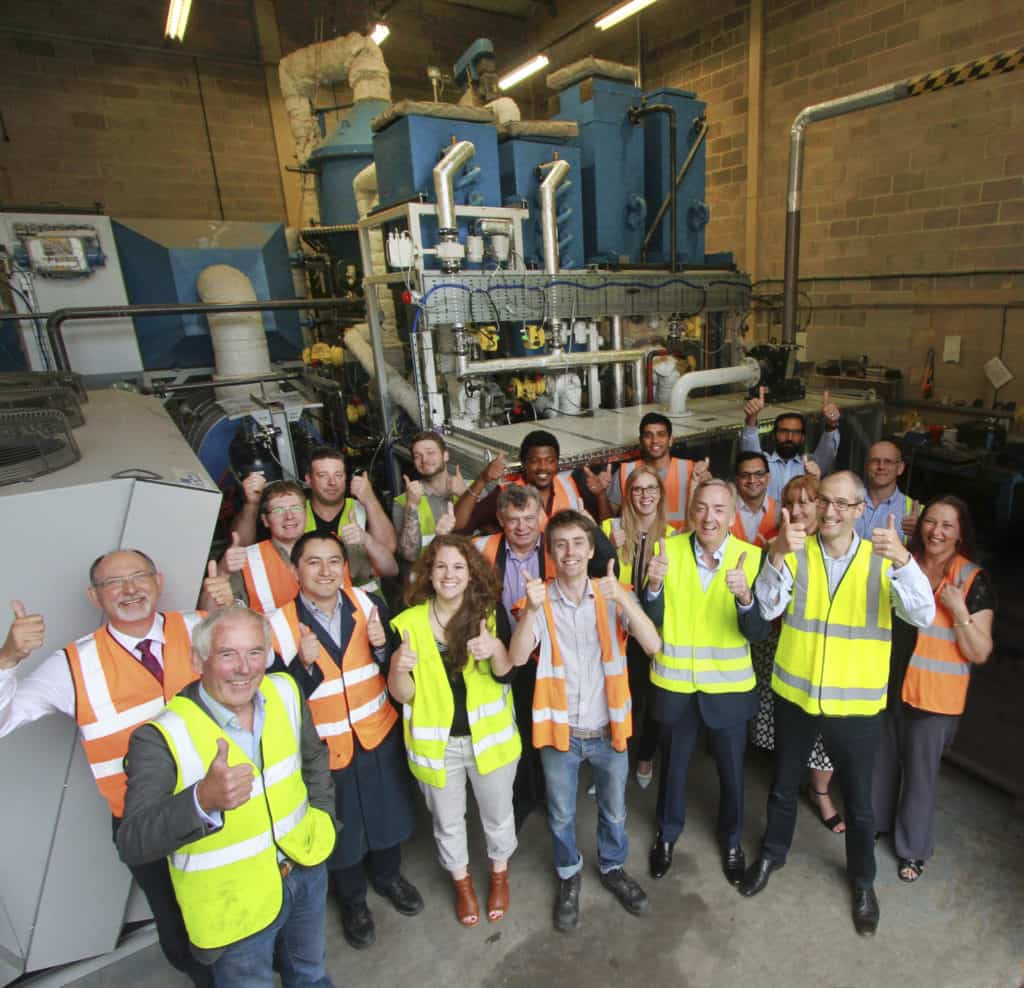 Recycling Technologies' team marks the successful running of the machine