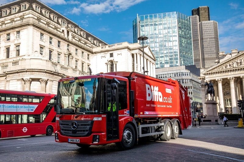 A Biffa collection vehicle in the City of London. (Picture: Neil Turner/Timbismedia)