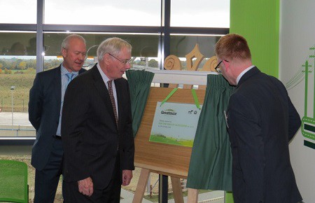 Official opening of the Greatmoor facility by (centre) the Duke of Gloucester with (l) Paul Taylor, chief executive of FCC Environment and (r) Cllr Warren Whyte of Buckinghamshire county council