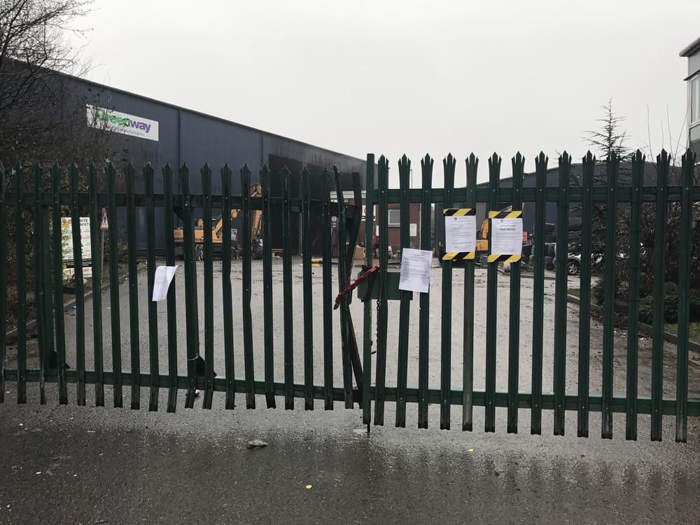 The gates of Greenway's Telford site have been shut and notices placed on them