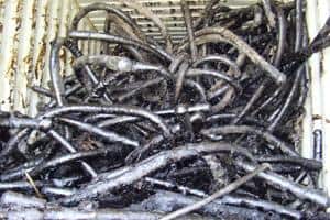 The liquid which leaked from the cables was found to contain mineral oil and coal tar, which are both hazardous