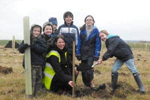 Schoolchildren, Oxfordshire county council, Oxfordshire Woodland Project and Agrivert helped plant over 3,300 trees at the woodland site