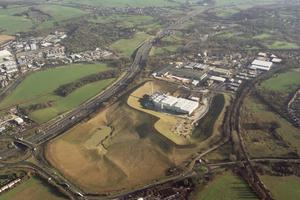Motorway links: this aerial view of the plant shows its proximity to the motorway and how it is largely hidden by its quarry location