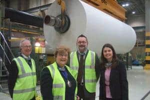 (l-r) Stuart Murray, the Mayor’s husband; councillor Sue Murray, Mayor of Tonbridge and Malling borough council; David Campbell-Lenaghan, Tonbridge and Malling’s waste and street scene management officer; and, Gemma Barratt, area manager at Aylesford Newsprint
