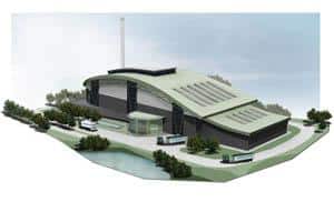 An artist's impression of the energy-from-waste incinerator in Merthyr Tydfil proposed by Covanta that was lined up for consideration by the IPC