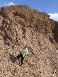 Eco's sales and marketing director Andy Hill with woodchip bound for Germany