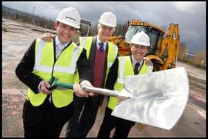 From left to right, Graphite director Michael Thompson, non-executive director Lord Kenneth Baker and director William Thompson, at the site of the autoclave plant