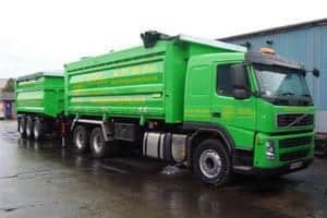 Gypsum Recycling UK uses a purpose-built 'crane and grab' system to collect plasterboard for recycling