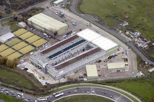 Aerial view showing Shanks East London's MBT plant at Jenkins Lane in Newham which is currently being commissioned.