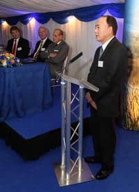 The Japanese ambassador, Shin Ebihara, addresses the formal opening event
