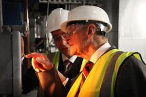 HRH The Duke of Edinburgh is show around the Lakeside Energy-from-Waste facility at yesterday’s formal opening event