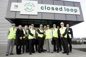 Members of the London Assembly's environment committee at Closed Loop's Dagenham plant
