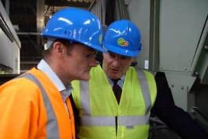 Lord Henley (right) is shown around SITA UK's West Sleekburn MRF by the company's general manager for Northumberland, Richard Hinchcliffe