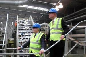 SITA UK chief executive David Palmer-Jones (right) explains the processes at the West Sleekburn MRF to Lord Henley