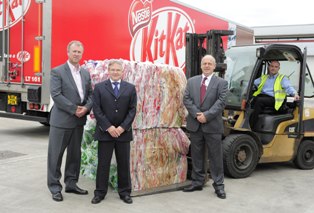 (l-r) Roland Bell, divisional director for Yorwaste; Francois Pointet, technical manager for confectionary at Nestl;  Nestl confectionery head of technical John Billet, manager of the zero waste project 
