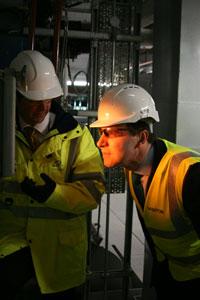 Waste and recycling minister Dan Norris (right) is shown how waste is turned into energy at the Lakeside Energy-from-Waste facility in Berkshire today
