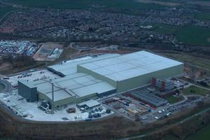 Aerial view of the Quinn Glass manufacturing facility at Elton