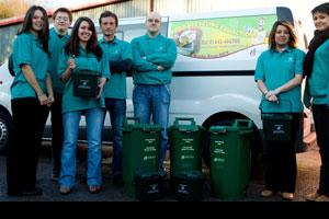 The Rhondda street services team and the caddies to be distributed to 20,000 homes