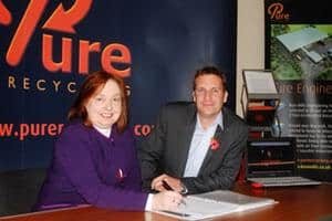 (l-r) Councillor Heather Timms of Rugby borough council and Nik Spencer, managing director of Pure Recycling
