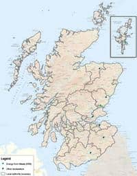 One of the maps published by SEPA shows the limits of Scotland's current incinerator capacity