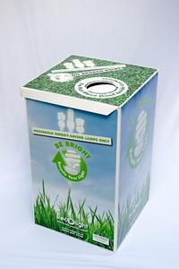 The bulb recycling scheme uses a specially-designed box which can store up to 80 waste low-energy light bulbs at a time
