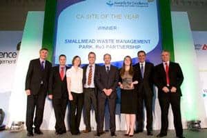 (l-r) Steve Eminton; Oliver Burt, project manager, re3 Partnership; Catherine Fairhurst, assistant contract manager, operations, re3 Partnership; Thomas Coleman, contract manager, operations, re3 Partnership; Mark Tipton, general manager, re3 Partnership; Ella Clarke, waste minimisation officer, re3 Partnership; Dermot Murnaghan; Dr Phil Morton, chief executive of Repic