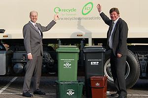 Steve Read (left) and Andy Bond launch the new contract that is set to push Somerset's recycling rate over 50%