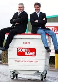 The Sort & Save site at Glyncoch was officially opened by Wales international rugby coach Warren Gatland (left) and Nigel England, managing director of Sort & Save