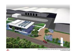 Computer generated image of the MBT plant planned under Southwark's PFI contract with Veolia