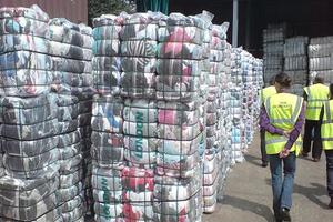 Bales of textiles ready for export