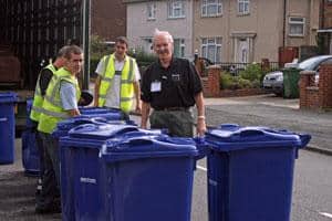 Cllr Mike Revell joined Thurrock council staff during the first phase of rolling out the new bin system