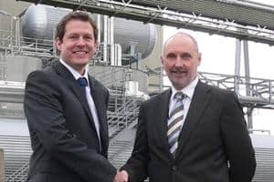 Robbie Warden, sourcing manager at UPM (left) with Steve Jenkins from NEWS (right)