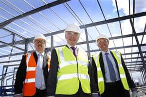 (l-r) David Green, project manager at UPM; Ieuan Wyn Jones, Welsh Deputy First Minister; David Ingham, general manager at UPM Shotton