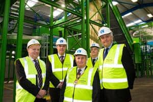 (l-r) Mike Hellings, Viridor managing director; Simon Boyd, unit manager; St Helens Mayor Cllr Terry Shields; Peter Heginbotham, Viridor Laing (Greater Manchester) chairman; Mark Burrows Smith, Viridor regional director