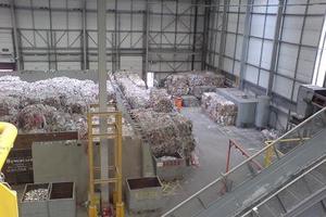 Bales of recyclabes which are ready to be sold on