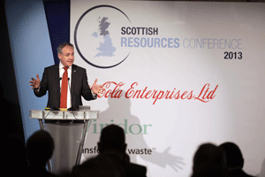 Richard Lochhead speaking about the benefits of the resource efficiency plan at the Scottish Resources Conference
