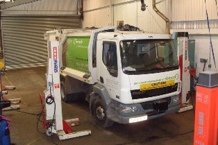 A vehicle being serviced at the Staffordshire Moorland depot