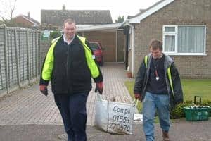 Adults with learning difficulties working on community composting project in Norfolk