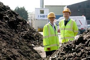 One AD project that moved ahead last year was at Deerdykes, Cumbernauld. Pictured are Liz Goodwin, chief executive of WRAP and Donald MacBrayne of Scottish Water at the Deerdykes site last summer.