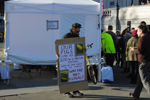Some farmers at the Trafalgar Square event wanted to see the legislation altered