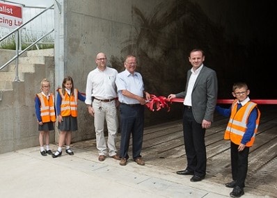 Joined by schoolchildren at the official opening were: (l-r) Dan Ingram, Biowise director ; Lord Haskins; James Landau, Biowise managing director