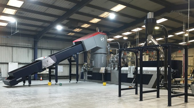The new Erema compounding line was installed at the site in late March
