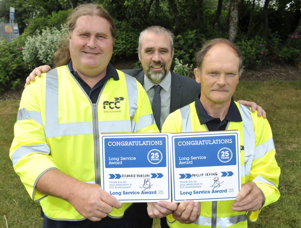 (L-R) Richard Hudson, Andrew Baxter - area operations manager at FCC and Phillip Irving