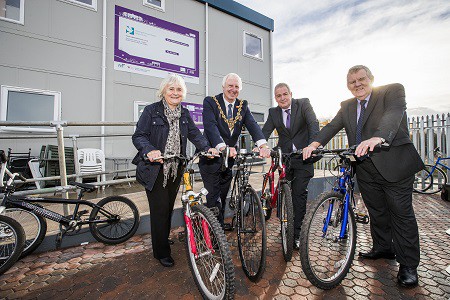 The shop, at the Recycling Centre on Bryn Lane, Wrexham, was officially opened by the Mayor and Mayoress of Wrexham Cllr and Mrs John Pritchard, Cllr David Bithell, Lead Member for Place - Environment & Transport, Mac Kendrick, general mamager of FCC Wrexham and Eluned Griffiths, chair of the board of trustees at Nightingal House.
