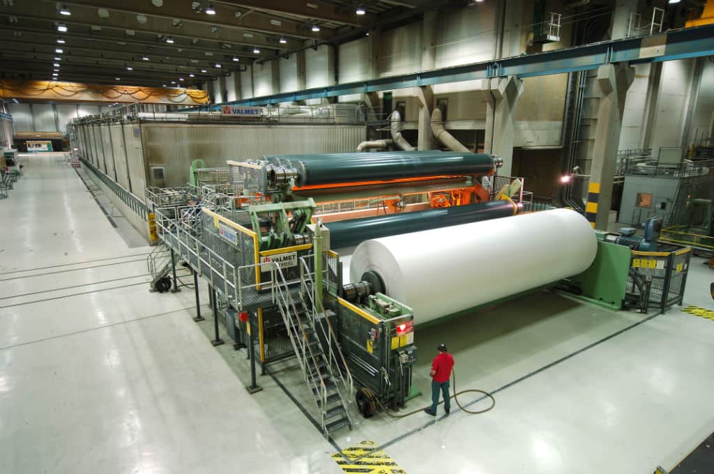 One of the two paper machines inside the Aylesford mill