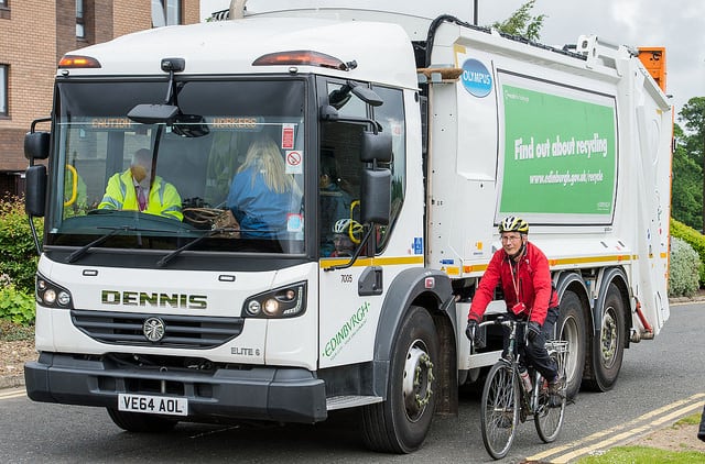 Edinburgh council waste vehicles now feature technology to warn drivers when cyclists are nearby