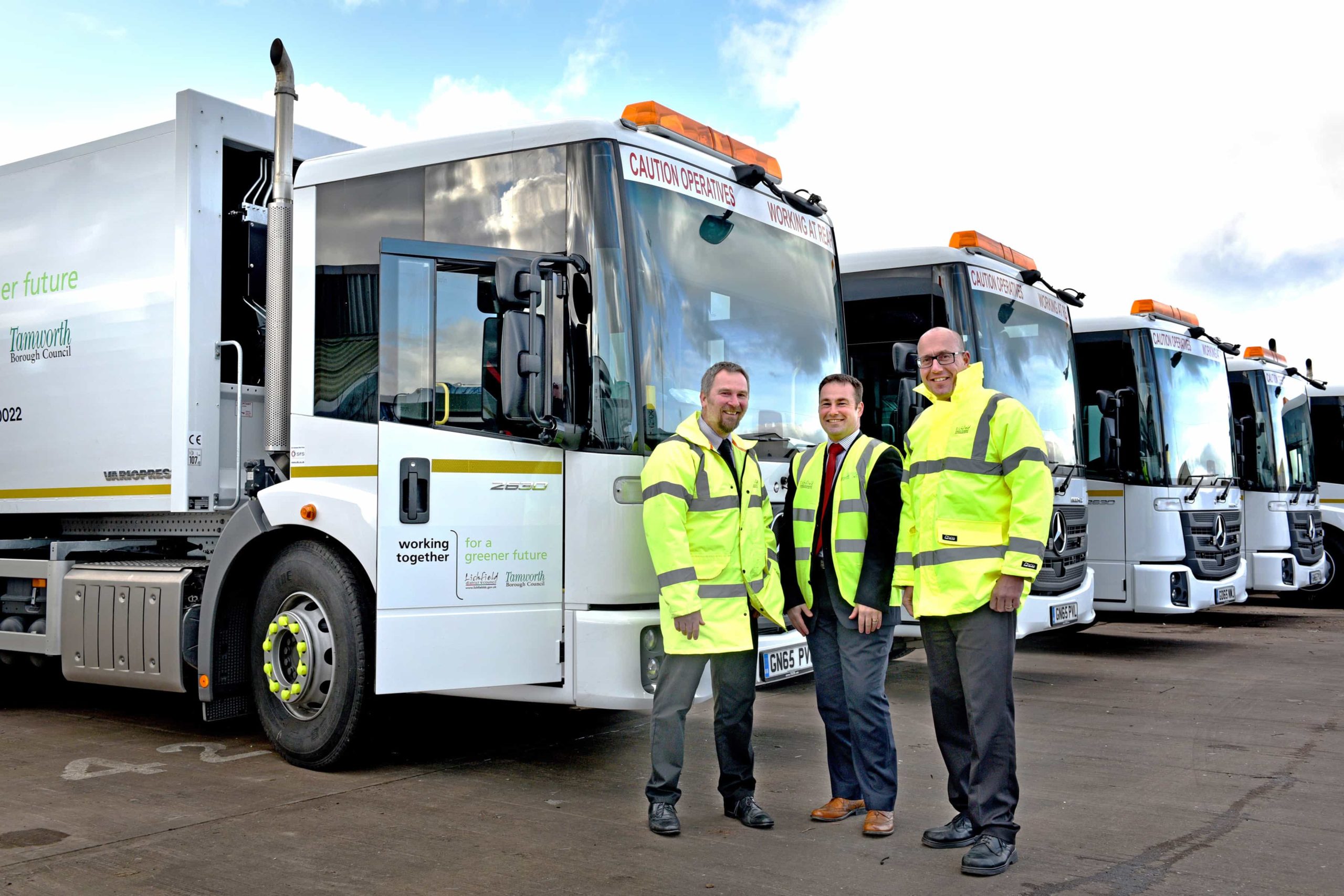 (l-r) Gary Brownridge, Lichfield council, Cllr Iain Eadie, Lichfield council and Nigel Harris, general manager, Joint Waste Service